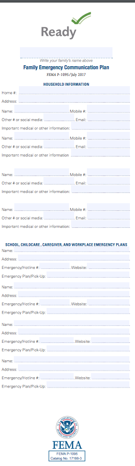 Cover photo for Family Communication Plan for Emergencies