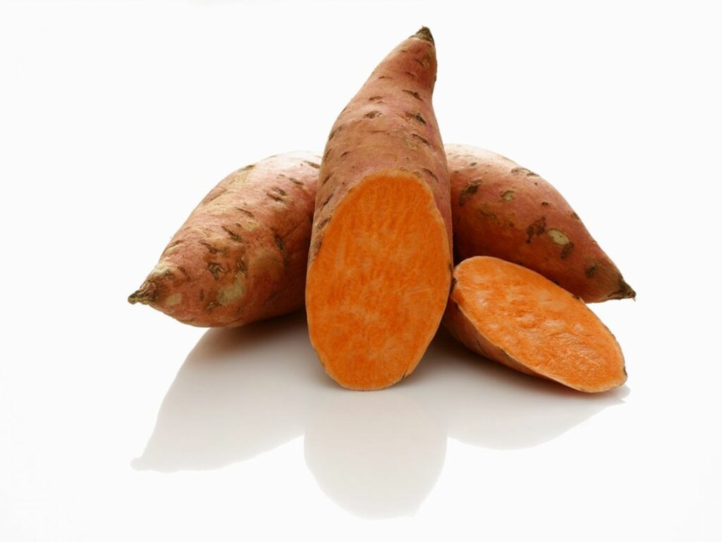 A small pile of sweet potatoes.