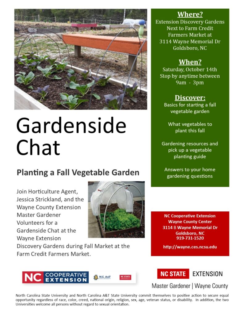 Gardenside Chat - Fall Vegetable Garden flyer