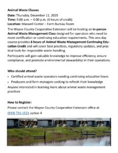 Cover photo for 2025 Animal Waste Class (Wayne County)